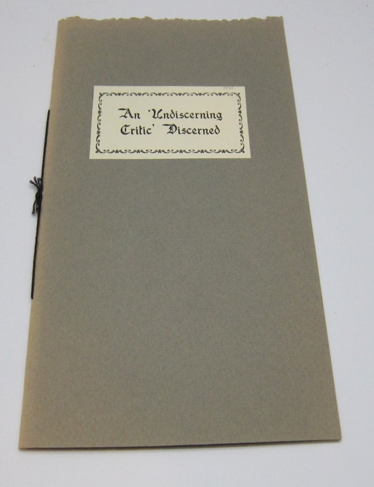 An 'Undiscerniing Critic" Discerned. ARTHUR CONAN DOYLE.