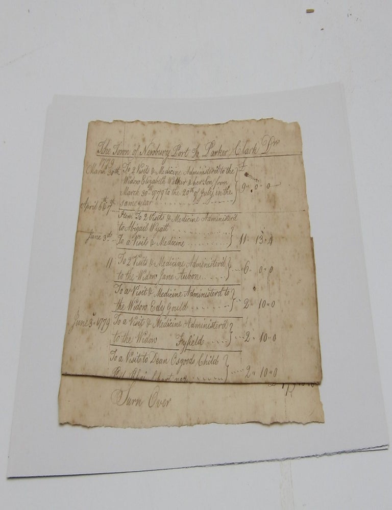 Single Ledger Leaf Listing Medical Payments. MEDICINE, PARKER CLARK.