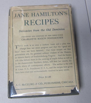 [Book #38070P] Jane Hamilton's Recipes: Delicacies from the Old Dominion. COOKBOOKS,...